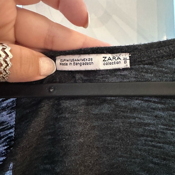 zara half long sleeve dark grey top with black detailing at the back - Picture 4 of 4